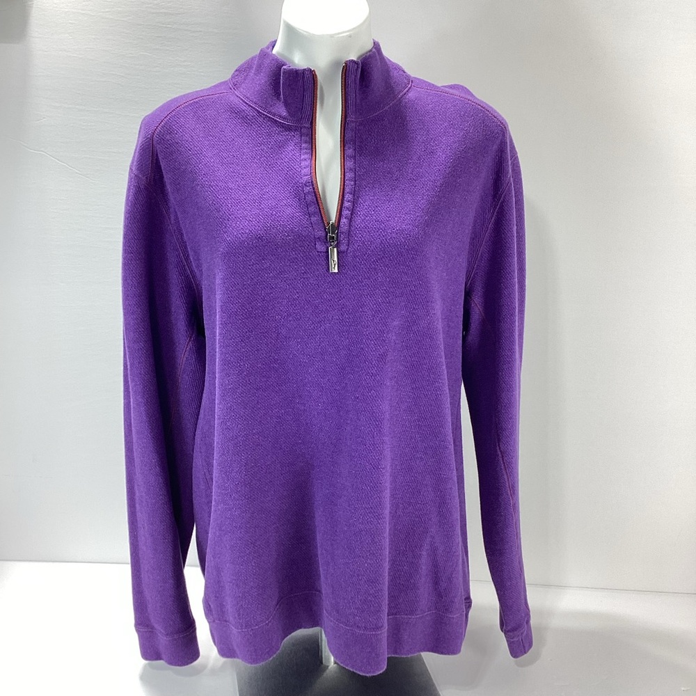 Tommy Bahama Reversible Quarter Zip Sweater Purple Blue Men’s L